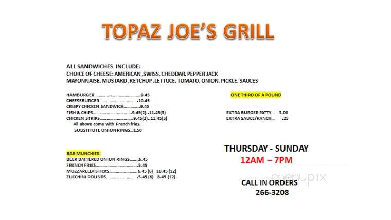 Topaz Joe's Grill & Bar - Wellington, NV