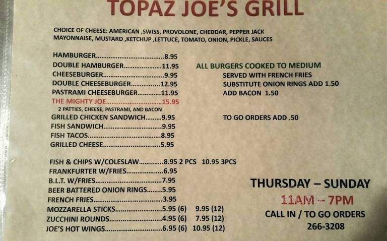 Topaz Joe's Grill & Bar - Wellington, NV